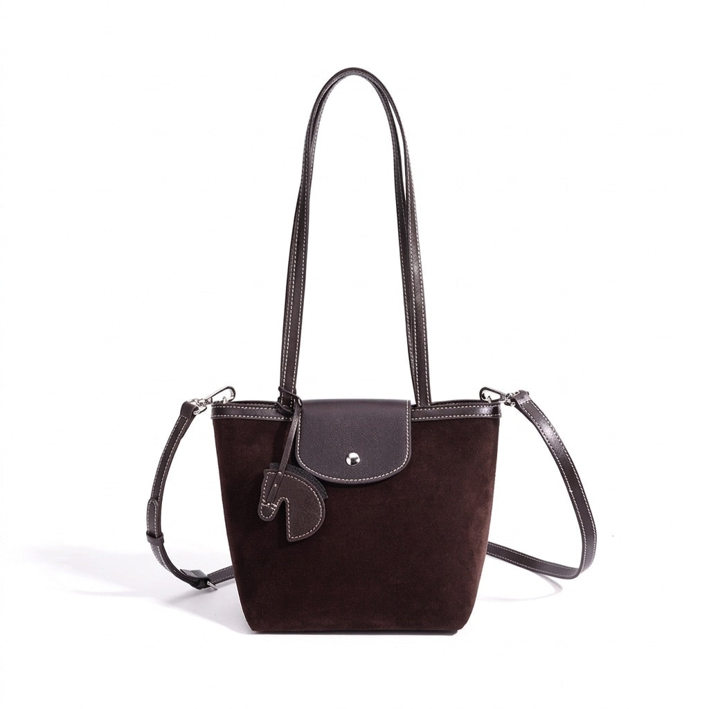 Urban Suede Genuine Leather Mini Tote Clutch Bag