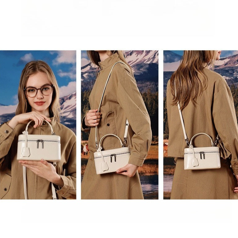 Minimalist Genuine Leather Square Box Clutch Bag