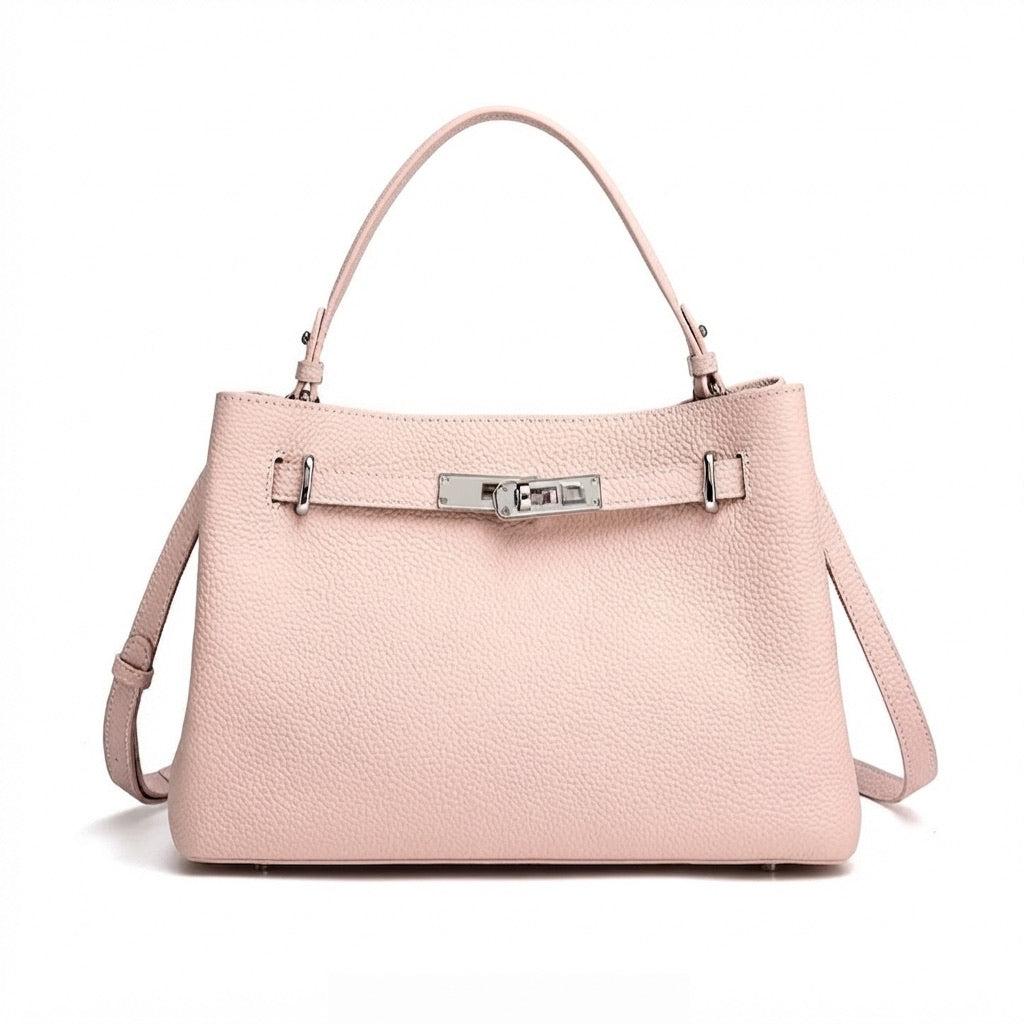Sleek Genuine Leather Satchel Clutch Bag