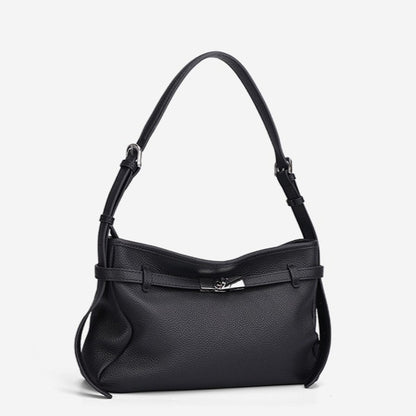 The Parisian Slouchy Genuine Leather Bag - Belted Pebble Leather Hobo