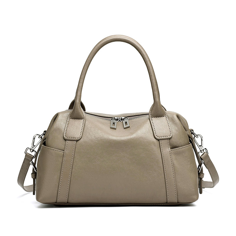 Effortless Genuine Leather Commuter Boston Clutch Bag