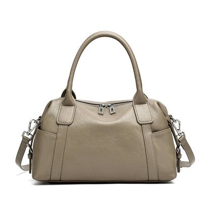 Effortless Genuine Leather Commuter Boston Clutch Bag
