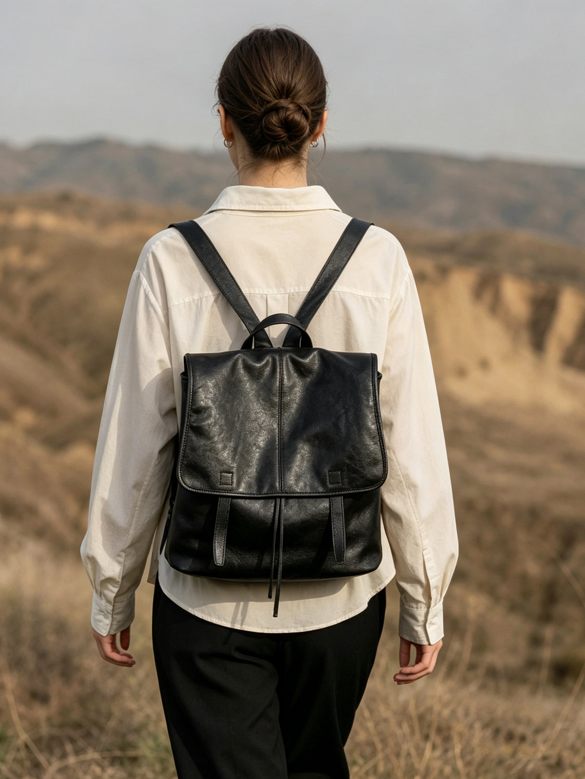 Vintage Casual Genuine Leather Flap Backpack