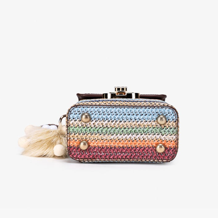 Artisan Multicolored Woven Vegan Eco-leather Mini Clutch Phone Bag