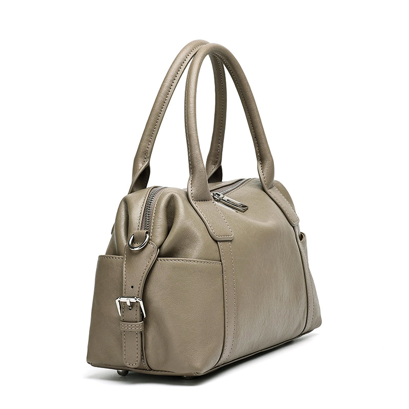 Effortless Genuine Leather Commuter Boston Clutch Bag