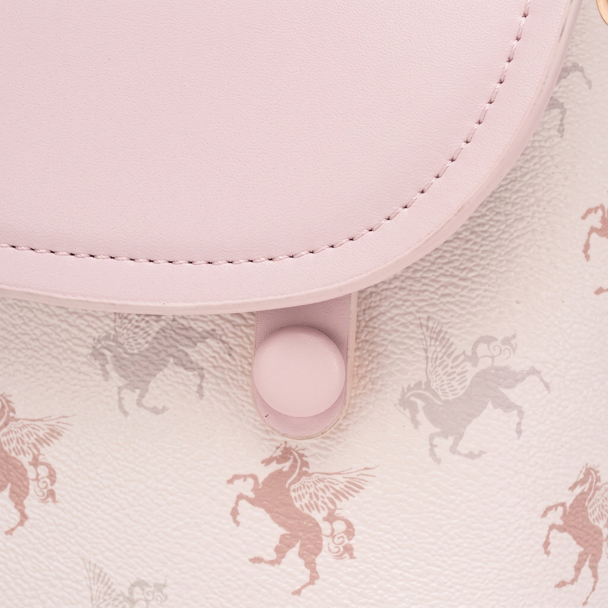 Whimsy Pegasus Pattern Vegan Eco-Leather Mini Flap Clutch Bag