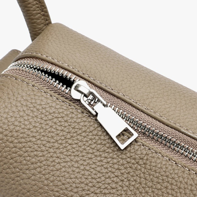 Architectural Pebbled Genuine Leather Boston Clutch Bag