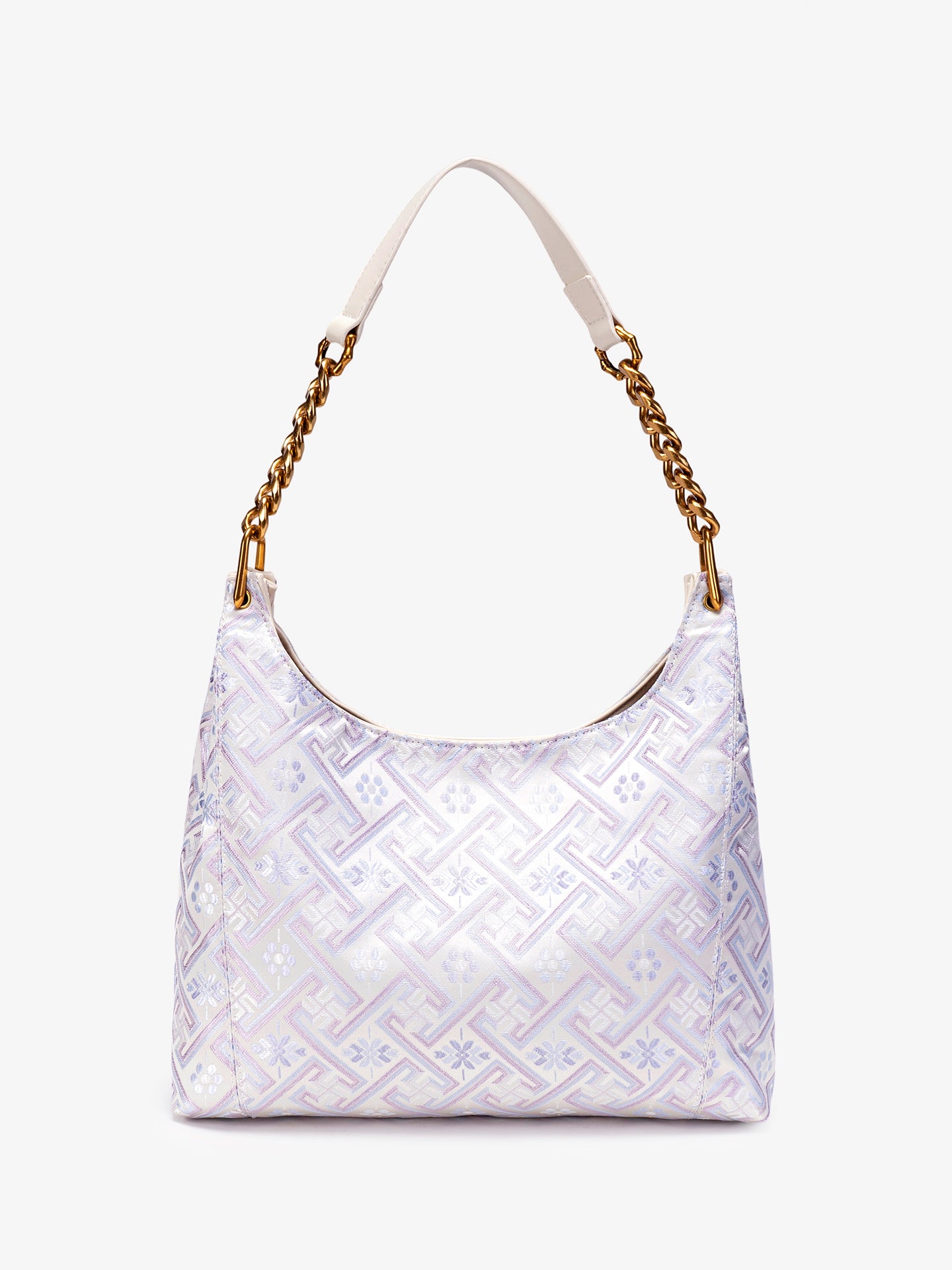 Artisanal Geometric Vegan Eco-Leather Hobo Chain Bag