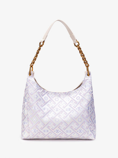Artisanal Geometric Vegan Eco-Leather Hobo Chain Bag