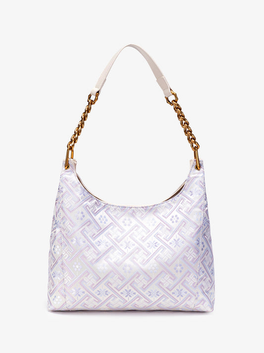 Artisanal Geometric Vegan Eco-Leather Hobo Chain Bag