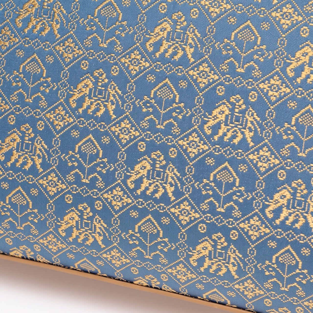 Ornate Geometric Golden Elephant Motif Vegan Eco-Leather Satchel Clutch Bag
