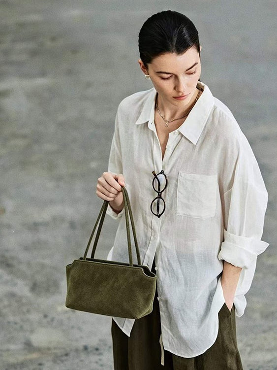 Vintage Suede Leather Clutch Bag