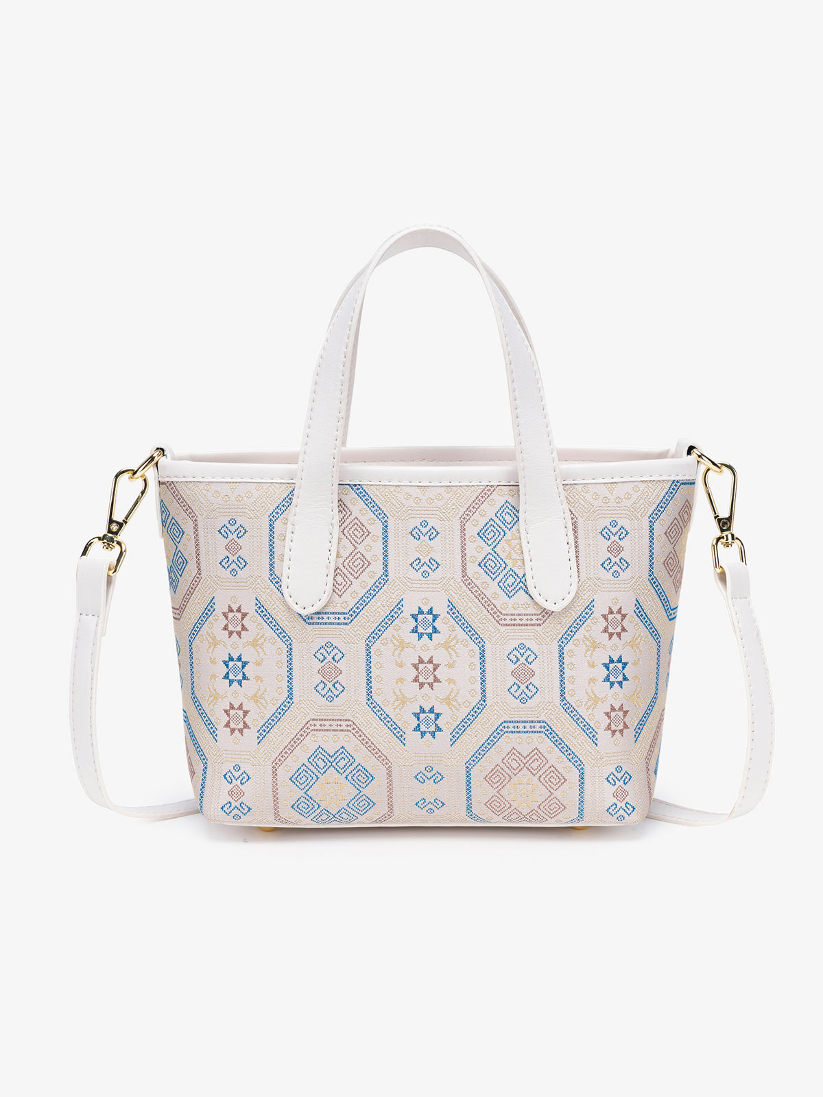 Noble Geometric Pattern Vegan Eco‑Leather Mini Tote Clutch Bag