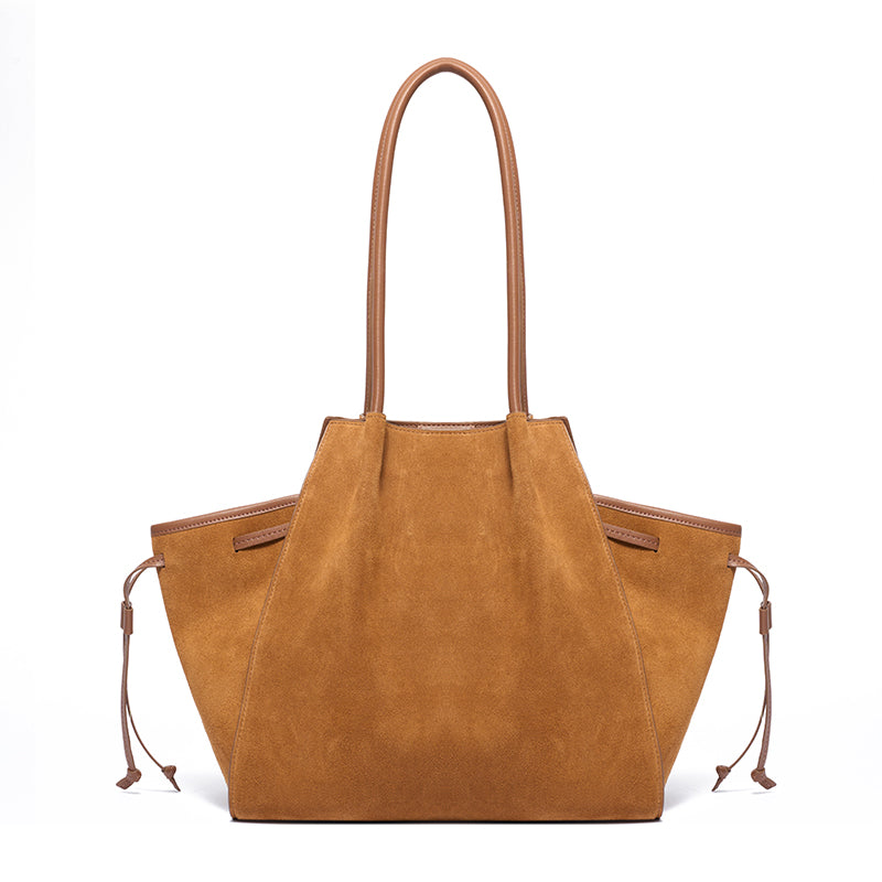 Vintage Slouchy Suede Genuine Leather Tote Clutch Bag