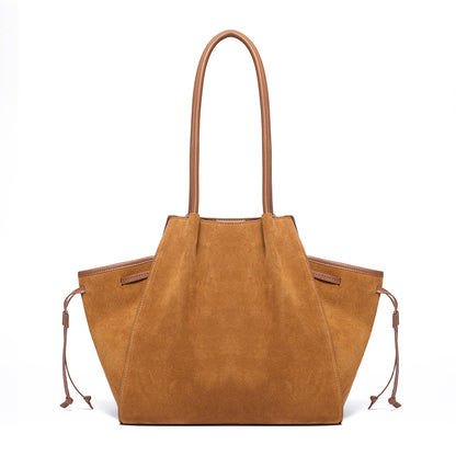 Vintage Slouchy Suede Genuine Leather Tote Clutch Bag