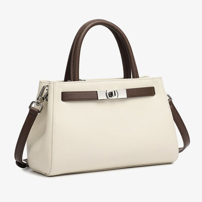 Textured Genuine Leather Kelly Satchel Elegant Crossbody Bag
