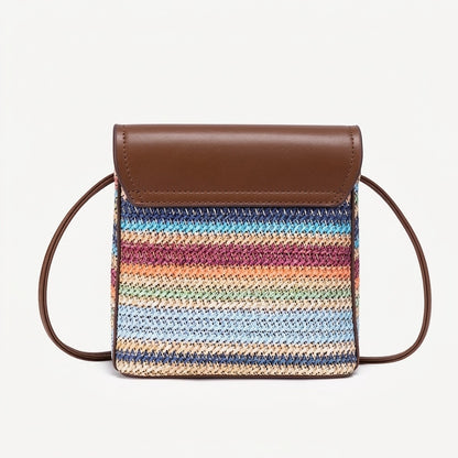 Mini sac bandoulière vibrant en cuir écologique végan à rayures arc-en-ciel