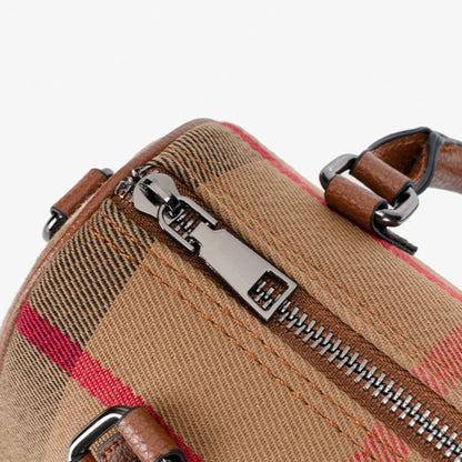 Iconic British Plaid Vegan Eco-Leather Boston Clutch Bag