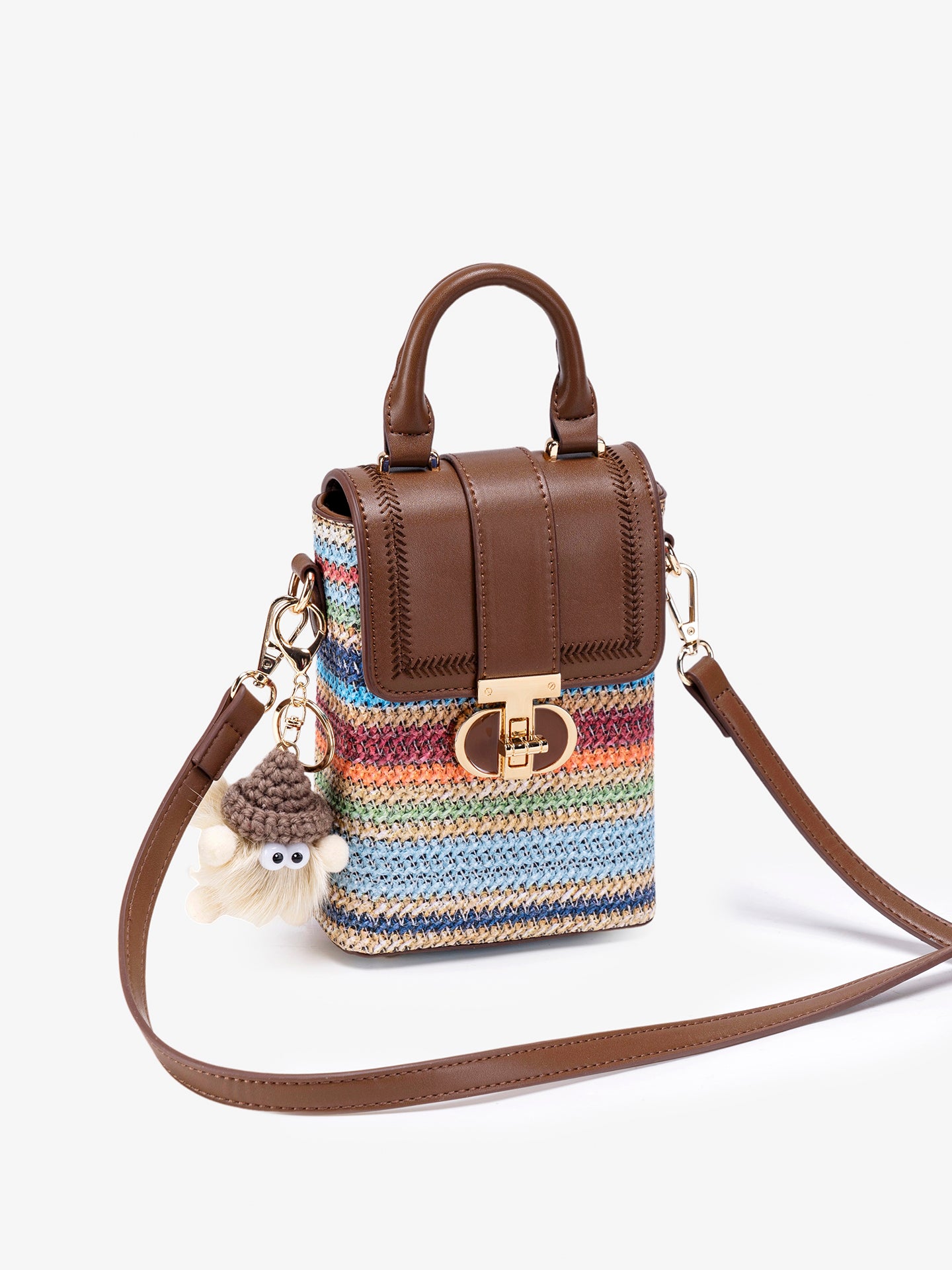 Artisan Multicolored Woven Vegan Eco-leather Mini Clutch Phone Bag