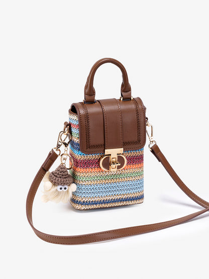 Artisan Multicolored Woven Vegan Eco-leather Mini Clutch Phone Bag