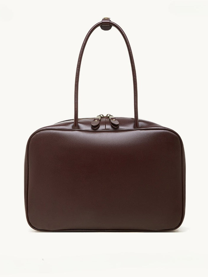 Women's Large Smooth Genuine Leather Bag - Versatile 2-Way Carry Office Work Tote