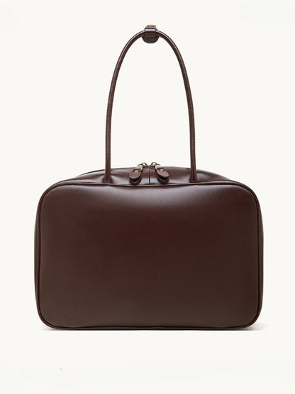 Women's Large Smooth Genuine Leather Bag - Versatile 2-Way Carry Office Work Tote