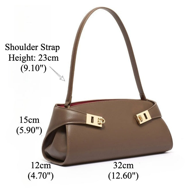 Graceful Genuine Leather Baguette Clutch Bag
