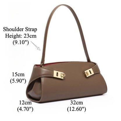 Graceful Genuine Leather Baguette Clutch Bag
