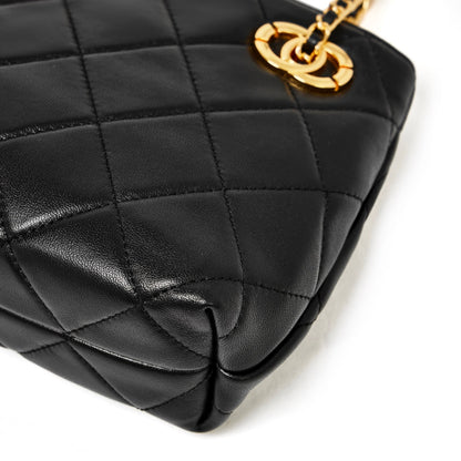 Mini sac pochette matelassé en cuir véritable mouton avec chaîne