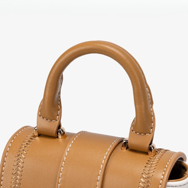 Elegant Color-Block Vegan Eco-Leather Clutch Phone Bag with Fluffy Charm