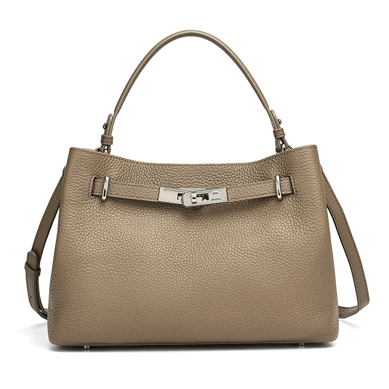 Sleek Genuine Leather Satchel Clutch Bag
