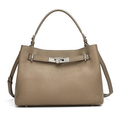Sleek Genuine Leather Satchel Clutch Bag