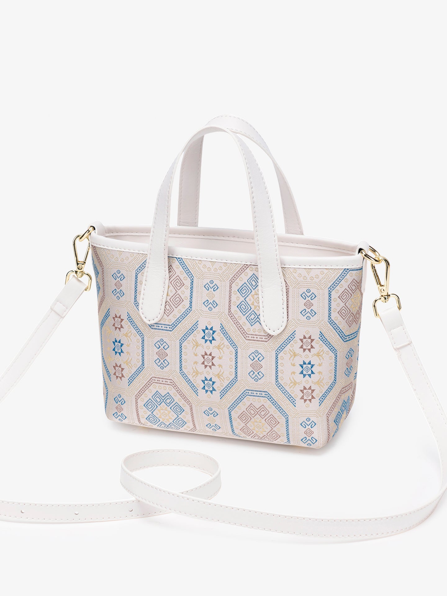 Noble Geometric Pattern Vegan Eco‑Leather Mini Tote Clutch Bag