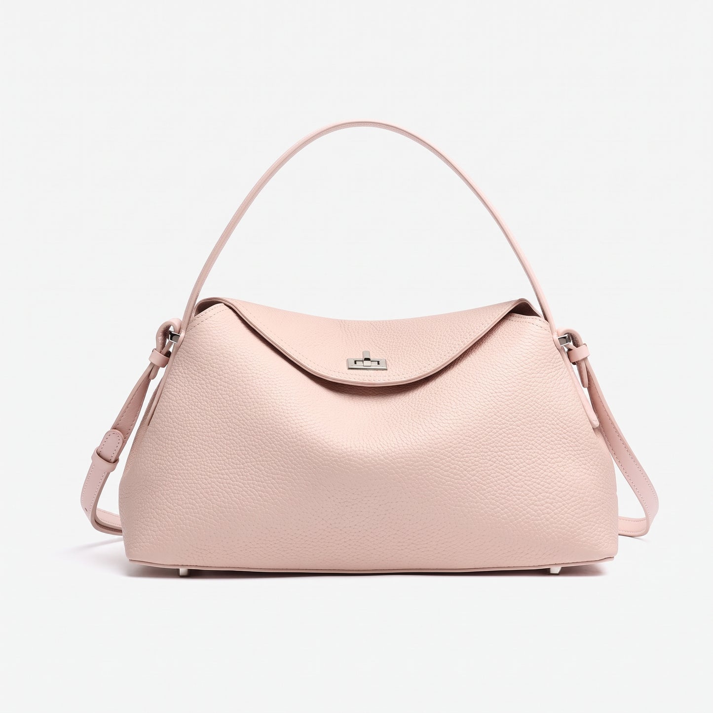 Slouchy Pebbled Genuine Leather Pillow Flip Clutch Bag