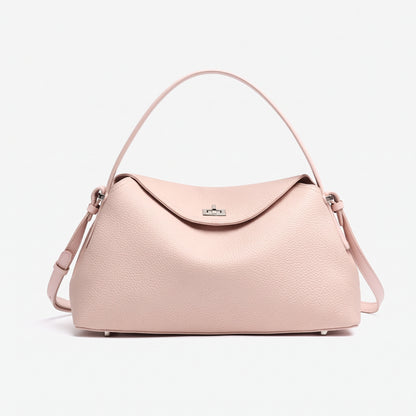 Slouchy Pebbled Genuine Leather Pillow Flip Clutch Bag
