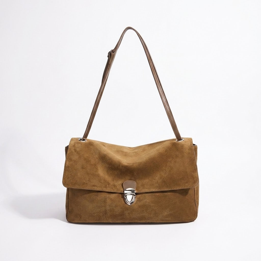 Borsa pochette vintage di lusso in vera pelle scamosciata