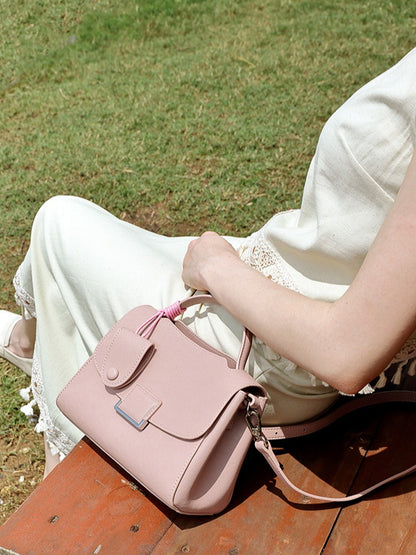 Chic Genuine Leather Square Flap Clutch Bag
