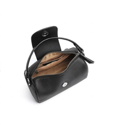 Modern Genuine Leather Cylindrical Barrel Clutch Bag