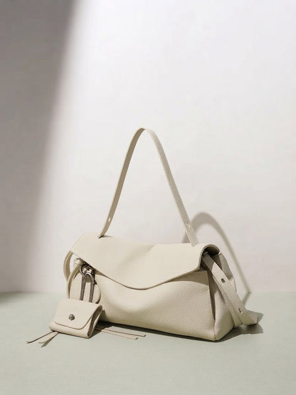 Mellow Pebbled Genuine Leather Flap Clutch Bag with Coin Pouch