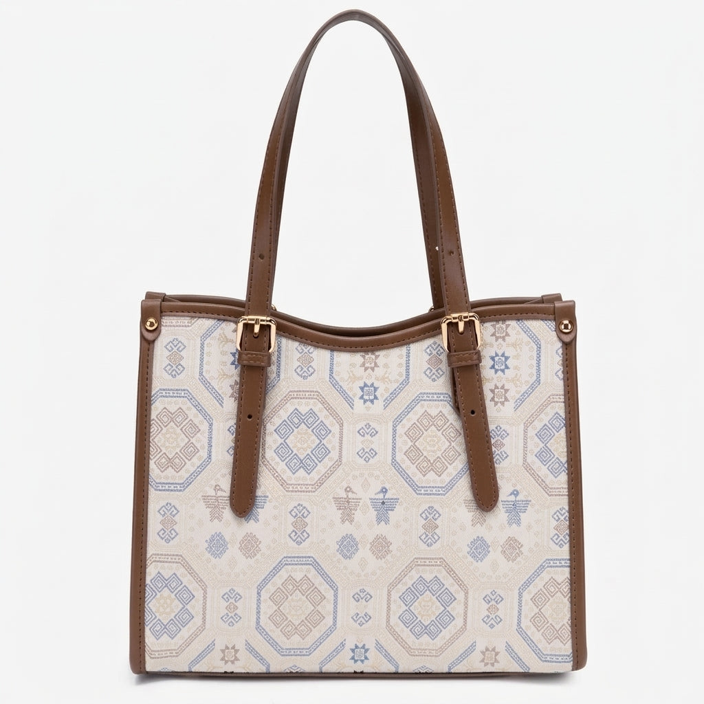 Graceful Geometric Vegan Eco-Leather Tote Clutch Bag