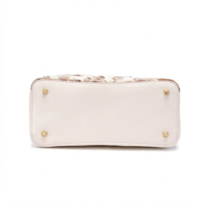 Borsa pochette floreale in jacquard di lusso discreto, in ecopelle vegana, con charm a foulard di seta
