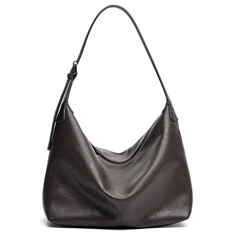Supple Slouchy Genuine Leather Crescent Hobo Clutch Bag