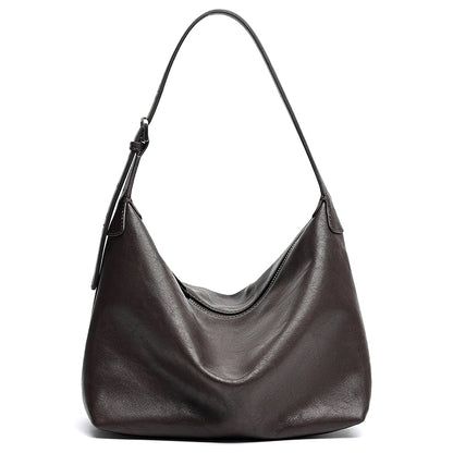 Supple Slouchy Genuine Leather Crescent Hobo Clutch Bag