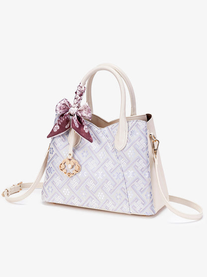 Elegant Traditional Brocade Vegan Eco-Leather Tote Clutch Bag