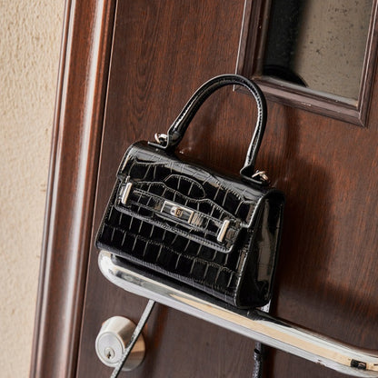 Minimalist Crocodile Pattern Handheld Genuine Leather Crossbody Bag