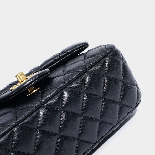 Refined Quilted Genuine Sheepskin Flap Clutch Bag
