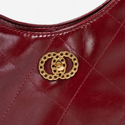 Sculpted Quilted Vegan Eco-Leather Chain Tote Bag