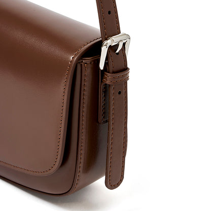 Minimalist Vintage Genuine Leather Baguette Saddle Bag