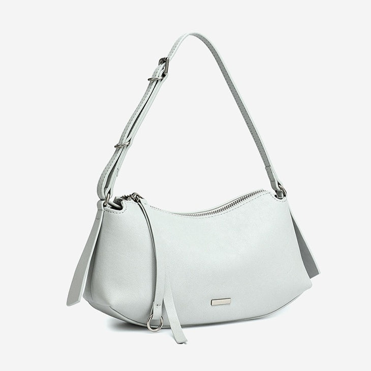 Elegant Genuine Leather Crescent Clutch Bag