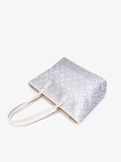 Graceful Oriental Motif Geometric Vegan Eco-Leather Tote Bag